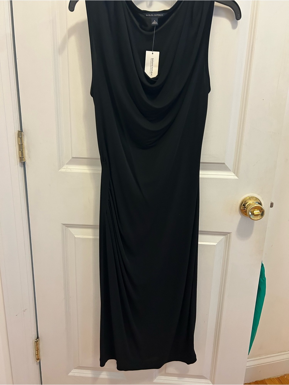 Banana Republic Black Sleeveless Cowl-Neck Midi Dress